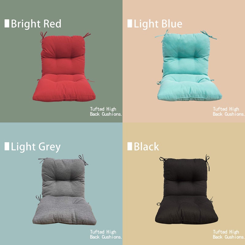 BOSSIMA Outdoor Indoor High Back Chair Tufted Cushions Comfort Replacement Patio Seating Cushions Light Blue - Image 5